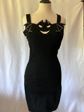 Unique Vintage Gothic Bat Wiggle Dress NWT Size S Halloween