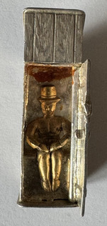 Novelty Vesta Case Man on Toilet Silver metal