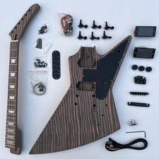 DIY Electric Guitar Kits Humbucker Zebrawood Set Neck Bone Nuts Free Ship