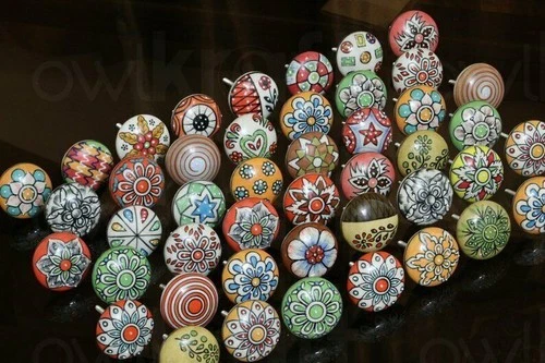 Multicolored antique style assorted Ceramic Knobs for Cabinet Dresser Drawers