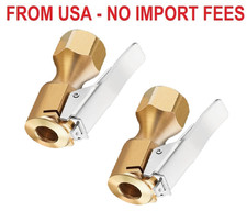 Heavy Duty Brass Air Chuck With Clip Adapter Open Flow Straight Tire Chuck Air