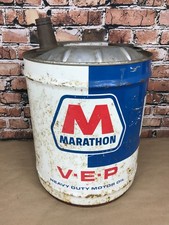 Vintage Marathon VEP Heavy Duty 5 Gallon Motor Oil Can - Empty