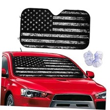 American Flag Windshield Sun Shade Black USA Flag 55 29.9 Inch American flag