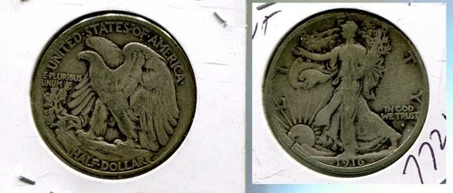 1916 S WALKING LIBERTY SILVER HALF DOLLAR VG FINE 7721T