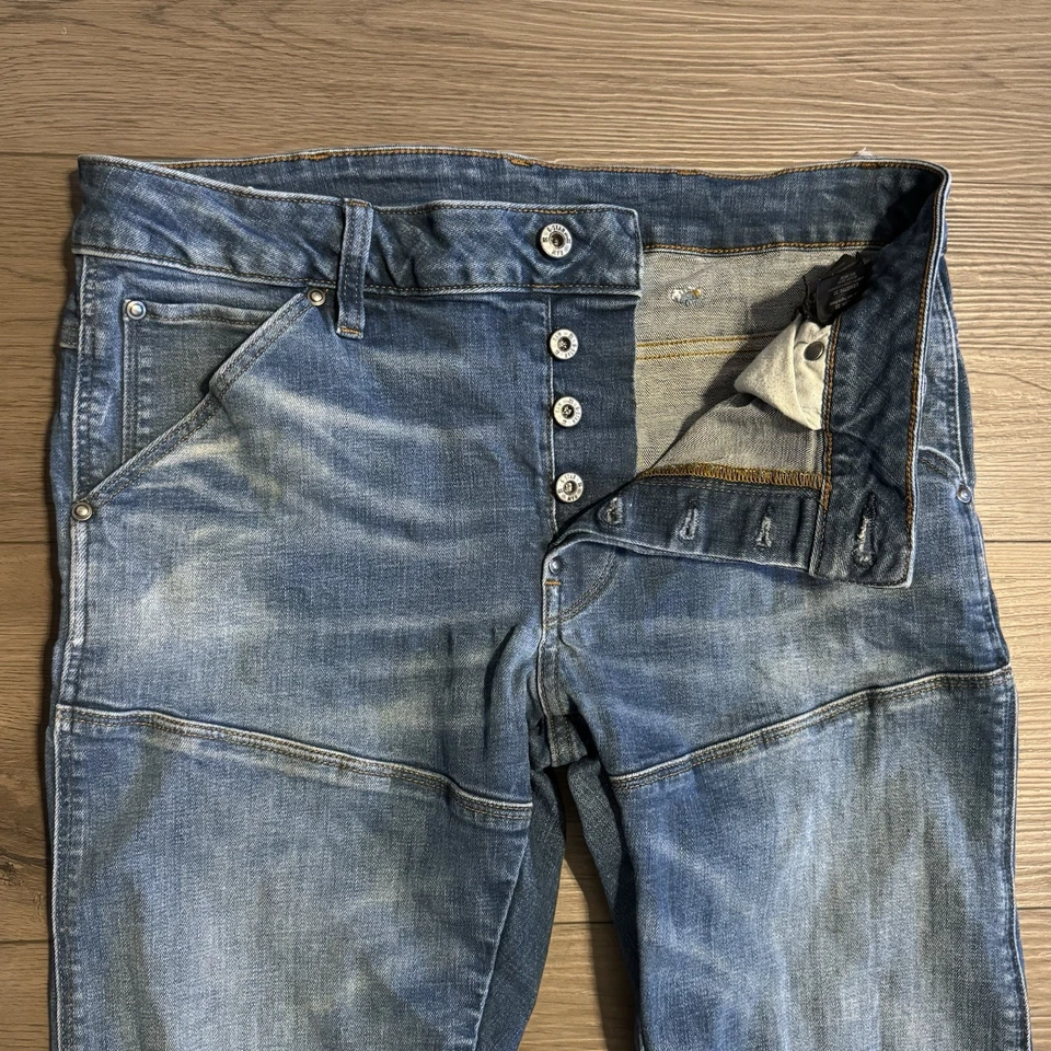 G Star Raw Jeans Men’s 33/32 (33/30 Meas) Blue 5620 3D Slim Button Fly Denim - Image 3 of 4