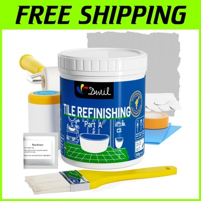 Transform Your Bathroom: Low Odor Light Grey Tub Paint & Tile Refinishing Kit