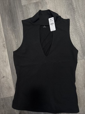 Women s Size Medium Express Black Body Contour Body Top With Cut Out NEW W TAGS