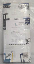 Pottery Barn Kids Toddler Jax Construction Organic Sheet Set 3-Pieces White Mult