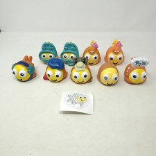 Goldfish Swim School Rubber Bath Pool Toy Lot of 9 Fun Designs And 1 Sticker