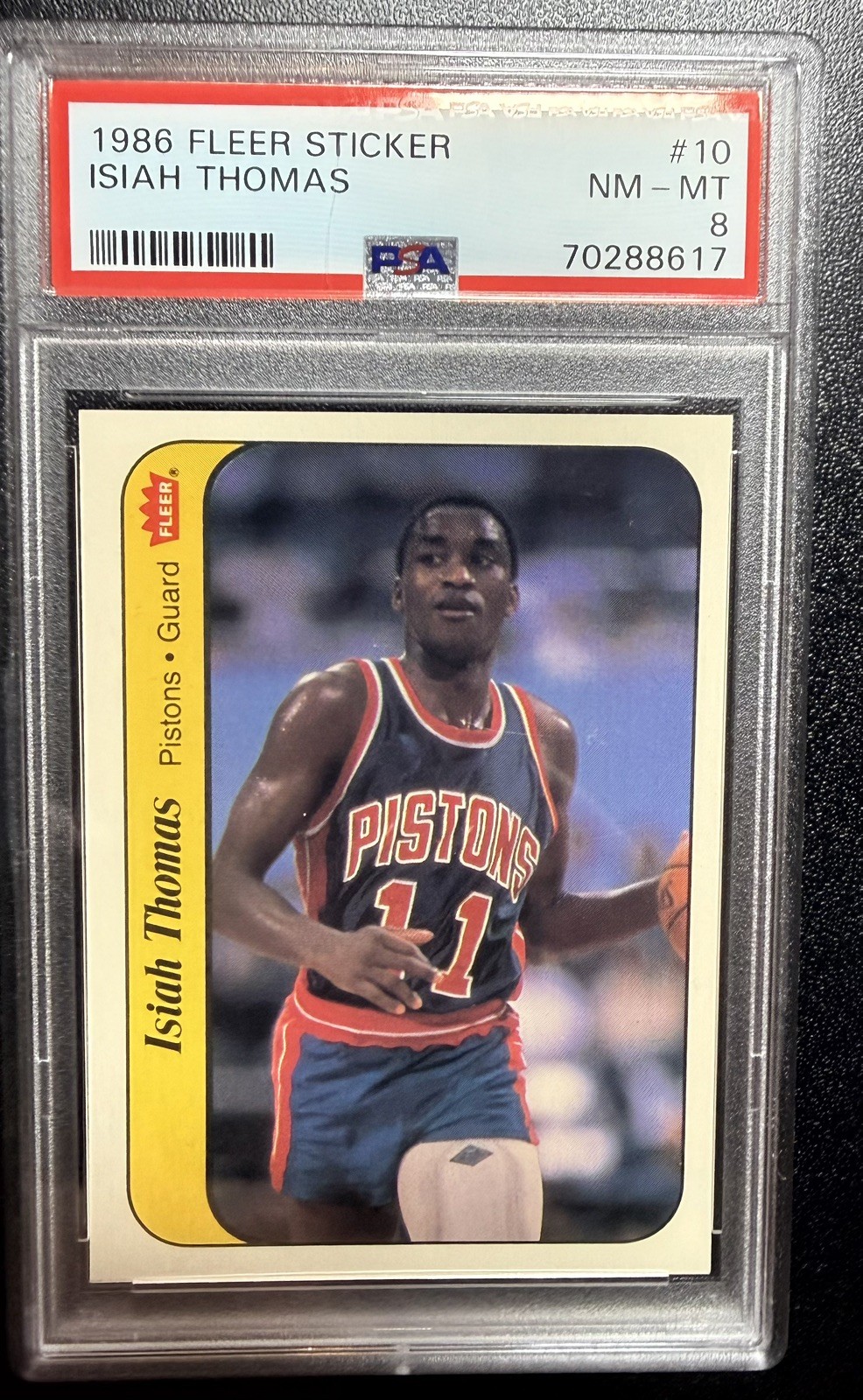 1986 Fleer Sticker #10 Isiah Thomas Rookie PSA 8 NM-MT Detroit Pistons