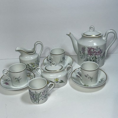 Tea Set Richard Ginori Italy  Primavera  Demitasse   Bone China 10pc Teapot Cups
