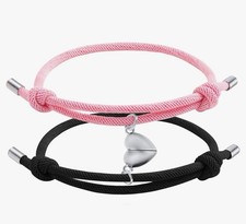 Magnetic Couple Bracelets Set 2pcs Braided Rope His Hers Love Gift