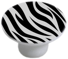 Zebra ANIMAL Print CABINET White Ceramic DRAWER Pull KNOB