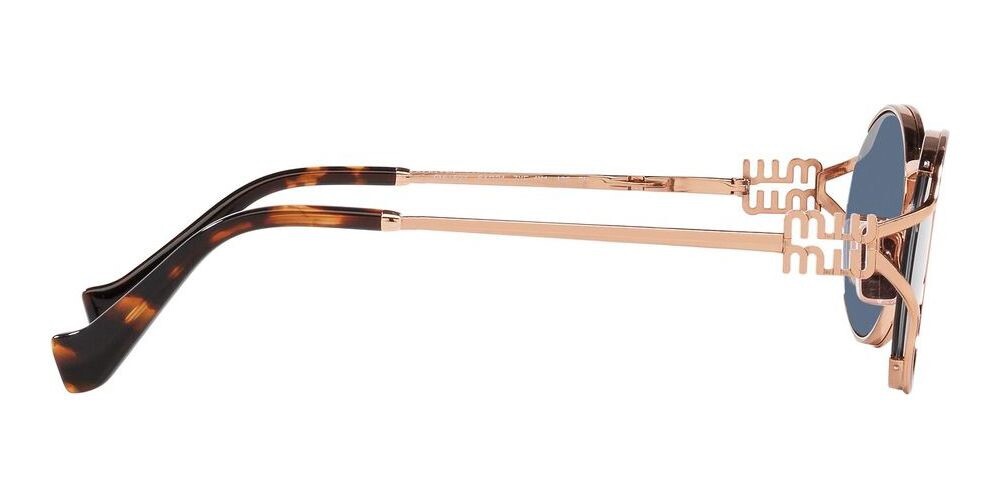MIU MIU MU 52YS ZVF1V1 Rose Gold Havana Blue Lens Women