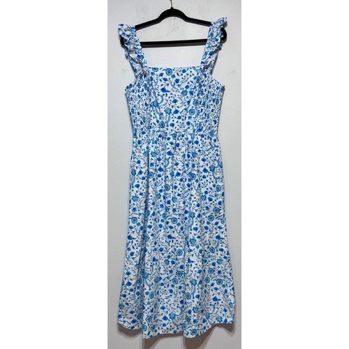 Draper James Blue Floral Midi Sundress Size XL Delft Porcelain Prairie Cottage