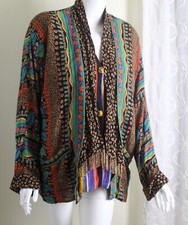 Carole Little Sz 10 M L Exquisite Vintage Rayon Tribal Art-to-Wear Jacket