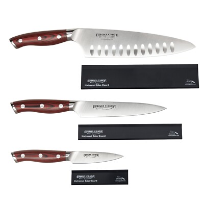 Ergo Chef Crimson Series 6pc Knife Set Chef, Boning Utility, Paring /Edge guards