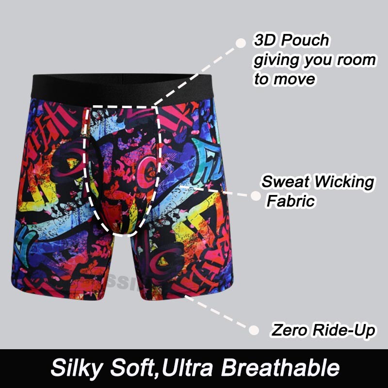 3 Pack Mens Long Leg Shorts Boxer Briefs Anti Chafing Trunks