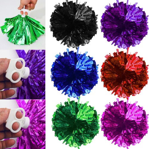 Kids 2 Pack Cheer Leader Shiny Pom Poms for Team Spirit Cheering Performance - 第 2/40 張圖片