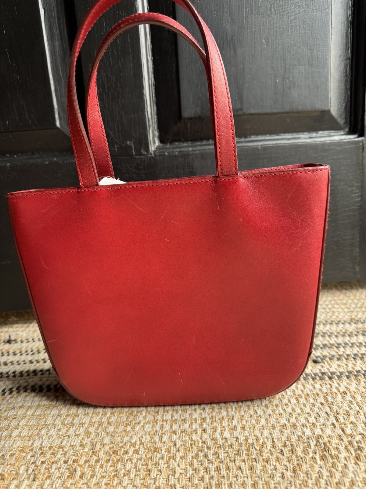 Polo Ralph Lauren RED Leather Tote Handbag Red Satchel structured Purse