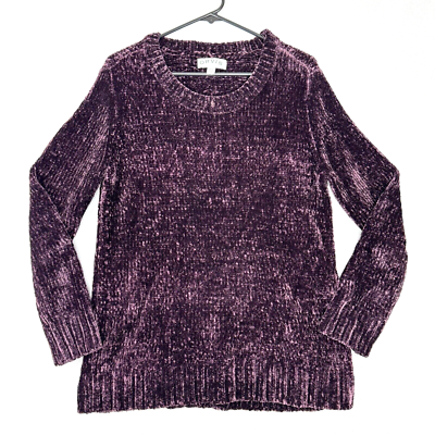 Orvis Women's Chenille Sweater Pullover Size L Plum Purple for