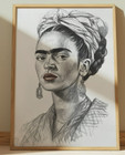 FRIDA KAHLO DRAWING PRINT PORTRAIT SKETCH 8" x 10" FRIDA KAHLO MEXICO ARTIST
