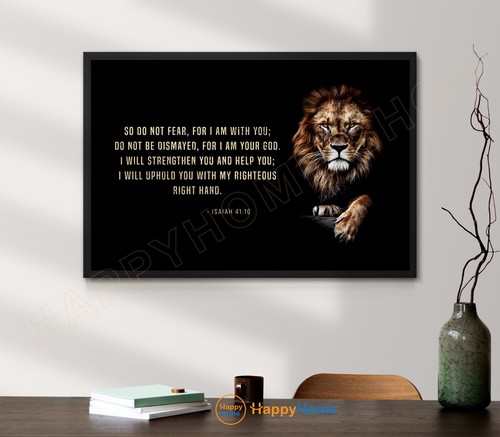 Lion Wall Art Isaiah 41:10 Bible Verse Print Scripture Art Christian Decor -P907 - 第 2/17 張圖片