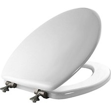 MAYFAIR 1844BNA 000 Toilet Seat with Brushed Nickel Hinges will Never Come