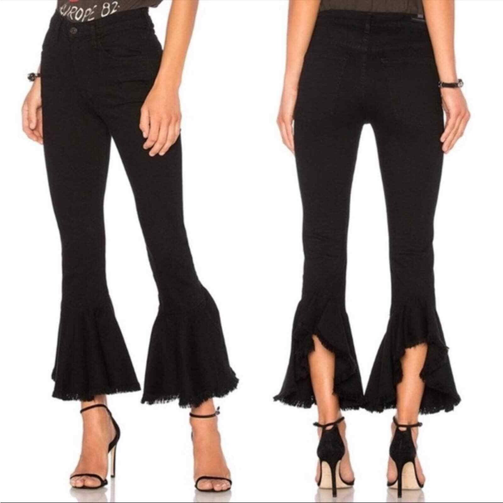 Citizens of Humanity - Drew Flounce High Rise Crop Flare Jeans in Black - Sz 27