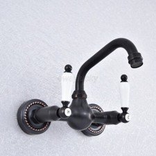 Oil Rubbed Bronze Swivel Spout Basin Sink Bathroom Mixer Tap Lavatory Faucet