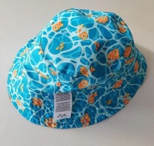 UV Skinz UPF 50 Sunwear Beach Pool Bucket Hat Size Kids Size 7 Blue/Orange Fish