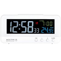 Acctim Rialto Digital Alarm Clock Radio Controlled Coloured VA Display White