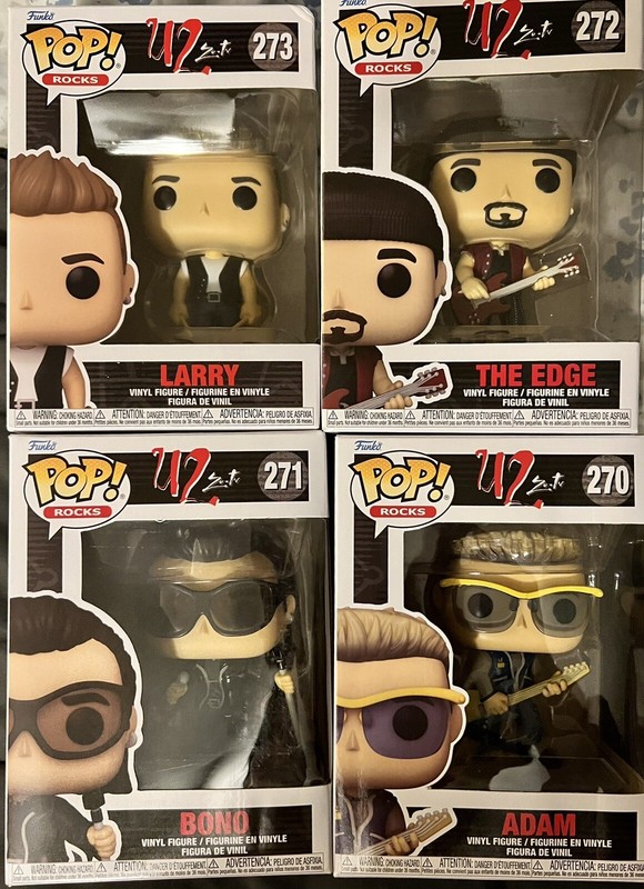 New Funko Pop Rocks U2 Zoo TV Complete Set of 4 Adam, Bono, The Edge & Larry 