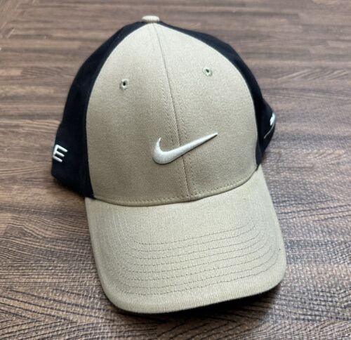 Nike One Golf SQ Swoosh Logo Hat Cap Size M/L Tan/ Black - Picture 1 of 8