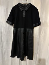 Eliza J Vegan Leather Mixed Media Shirt Dress Size 12