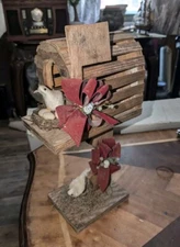 Vintage Rustic Handmade Birdhouse With Two Birds And Eggs 17 In