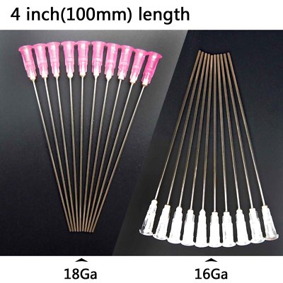 100mm Extra Long Blunt Paste Adhesive Glue Dispensing Needle Syringe Tip 16G/18G