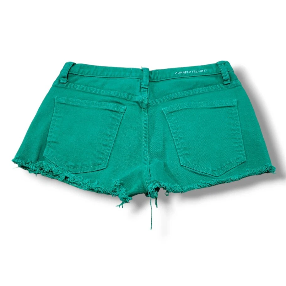 Pantalones Cortos Current/Elliott Talla 23 25"x2" Denim Pantalones Cortos Jean Daisy Dukes Verde Foto 3 de 4