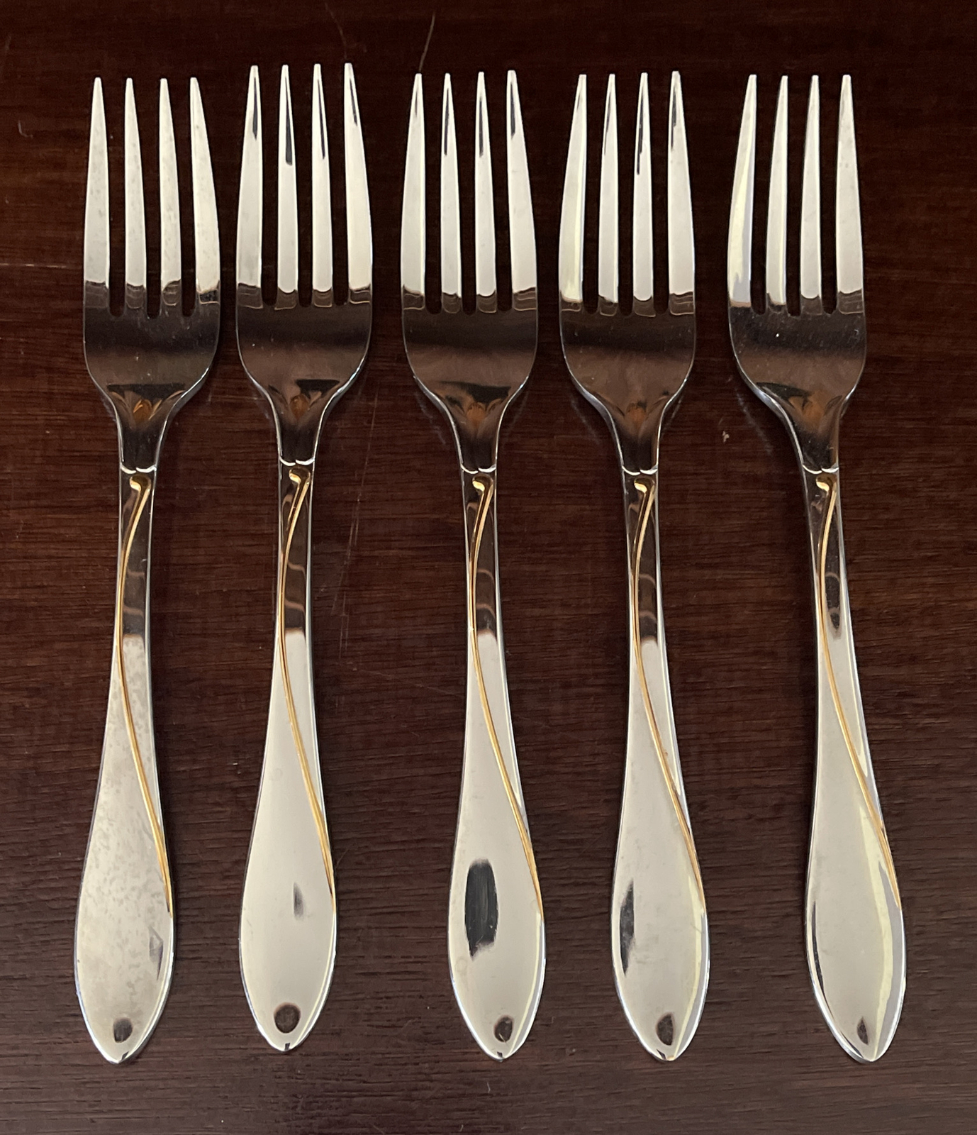 Yamazaki RACEME Stainless Gold Accent 18/8 Japan Dinner Forks eBay