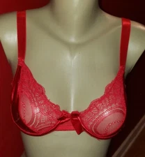 S seven 'til midnight red lacey underwired unpadded bra