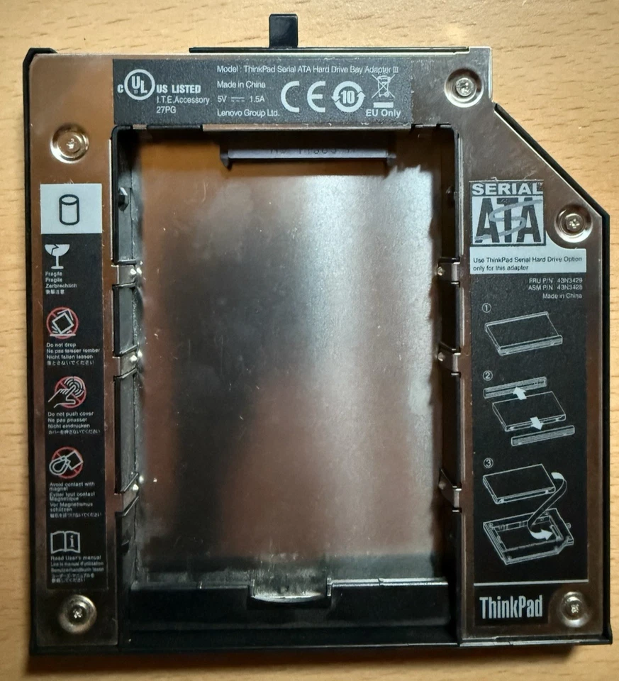 Lenovo SATA Hard Drive Bay Adapter III FRU 43N3429 für Thinkpad T und W-Baureihe