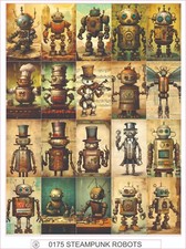 STEAMPUNK ROBOTS -  COMPLETE SHEET OF 20 STICKERS