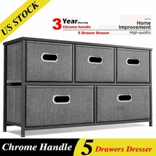 Drawer Dresser Shelf Organizer Bins Chest w/ 5 Fabric Drawers Tower Storage Unit