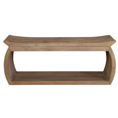 Uttermost Connor Contemporary Reclaimed Elm Wood Bench in Woodtone Brown - Picture 3 of 8