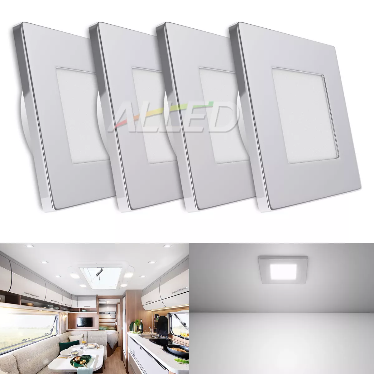 4x 12V LED Interior Ceiling Lights RV Caravan Marine Cockpit Chrome Boat Lamp CW
