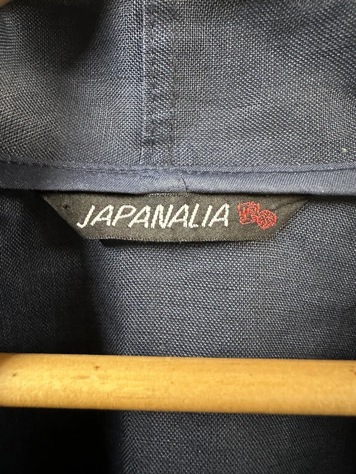 Japanalia Womens Linen Oversized Open Front Cardigan Blue Made In Usa - Image 2 of 4