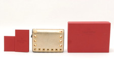 VALENTINO GARAVANI Wallet Purse Rock Studs Leather Gold