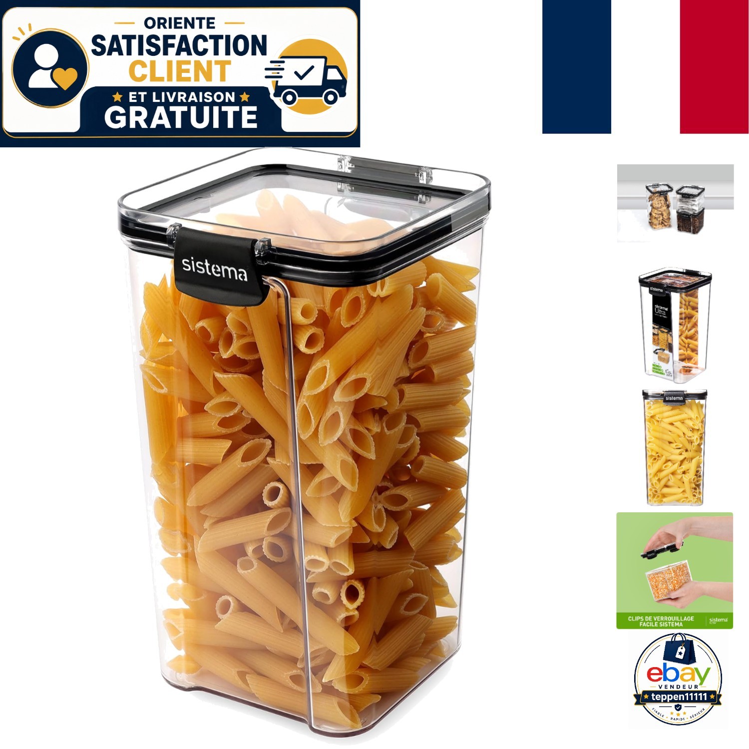 Récipient de conservation hermétique Sistema Ultra de 1,3L pour placard