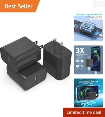 Lightweight 3-Pack 20W USB C Charger - Travel-Friendly Fast Charging Solution