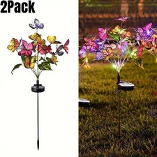 2 Pack IP65 Butterfly Solar Stake Lights Outdoor Garden landscape Lamp Decor US